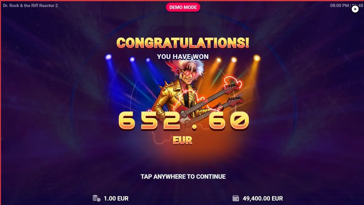 Dr. Rock & the Riff Reactor 2 slot dengan tema konser rock futuristik