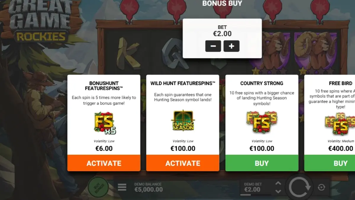 Pemandangan pegunungan Rocky yang megah dengan elemen antarmuka slot Great Game Rockies